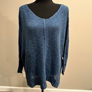 Linen-Blend Sweater - Blue-Gray - Size S/M-LOOSE FIT